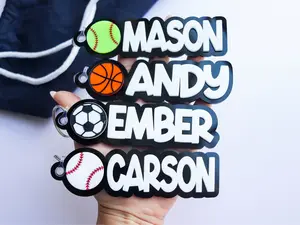 Personalized Basketball Bag Name, Backpack Tag Bag Tag, Custom Name Hockey Player Name Tag, Personalized Soccer Keychain Sport Keychain Golf