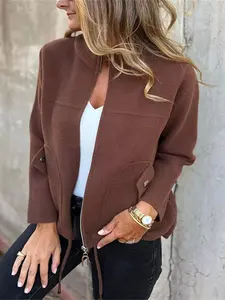 Full Size Zip-Up Long Sleeve Outerwear Plus Size