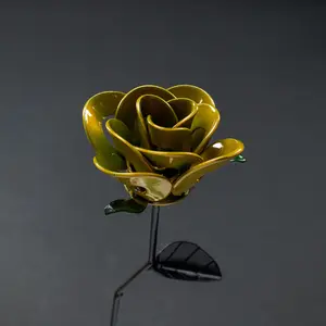 Pear and Black Immortal Rose, Recycled Metal Rose, Steel Rose Sculpture, Welded Rose Art, Steampunk Rose, Unique Gift for Valentine's Day.