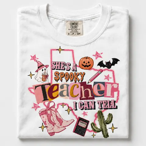Women's Comfort Colors Cotton Basic Short-Sleeve Crew Neck T-Shirt - Fitted Cut, Spooky Graphic Print, Fashion Casual Street Wear, Dry Clean All-Season Appreciation Gift