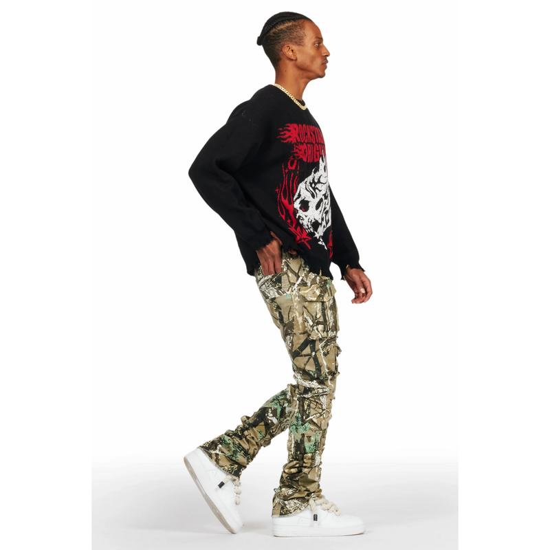Gentry Tree Camo Stacked Flare Jean