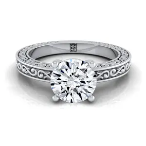 The Veronica Solitaire Engagement Ring Setting for Round Diamonds in Platinum