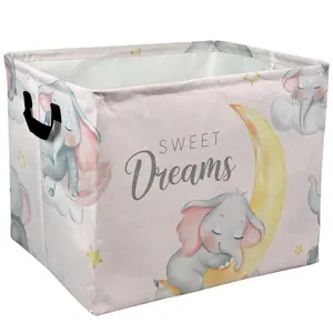 Cute Sleeping Elephant Sweet Dreams Storage Baskets Storage Boxes Home Decor Storage Clothes Organization And Storage Home Decor Storage Holiday Gifts，Car Storage Basket Camping Picnic，Laundry Baskets