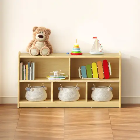 【Black Friday】ONBRILL Stable 2-Tier Metal-Wooden Montessori Cabinet - Kids' Toy Shelves & Racks, Book Storage with Book Accessories, Toddler Organizer Upgrade, Ideal for Nursery, Daycare (Children's Day Pick)