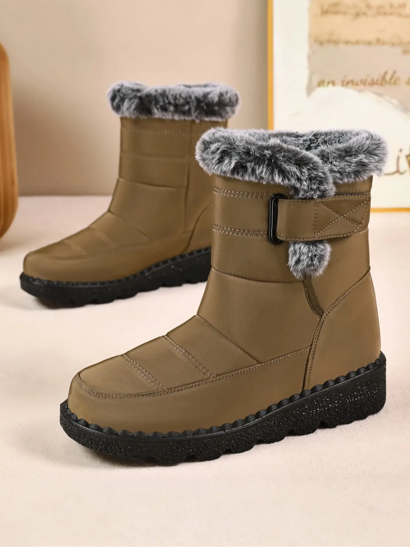 Women's Winter Boots, Waterproof Snow Booties, Comfortable Mid-Calf Short Boots, Lightweight Non-Slip Women's Shoes, Warm Snow Boots