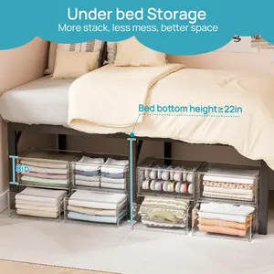 【New Arrival】Vtopmart 2-5 Pack UnderBed Large Clear Stackable Storage Drawers 18-27QT, Easily Assemble Closet Storage Bins, Dust-Proof for storing shoes, clothes, bedding, and off-season essentials