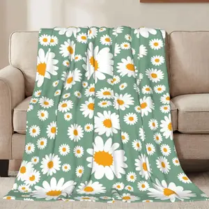 Daisy Flowers Throw Blankets All Season Ultra Soft Warm Floral Flannel Blanket for Home Bed Sofa Couch Chair Outdoor Travel Camping