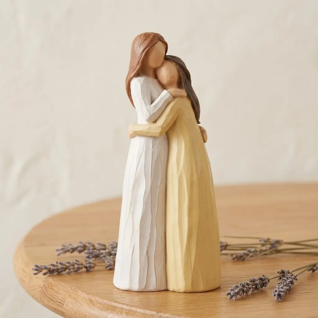 "Close to Me" Bonding Sculpted Figurine - Hand-Painted Mother-Daughter Resin Statue - 6-in Home Decor Gift for Moms - Mother’s Day, Birthday Keepsake
