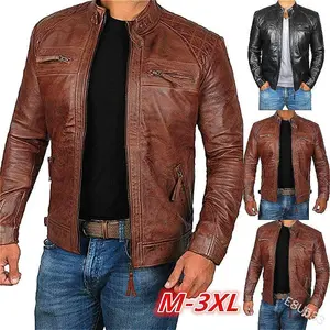 2025 Men's Leather Jacket for Teenagers Stand Collar Punk Motorcycle Leather Jacket E8U533(Sheets)