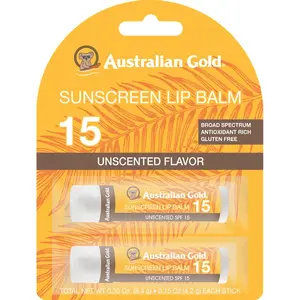 Australian Gold SPF 15 Lip Balm  Unscented 2x0.15oz Unscented Unscented2x0.15oz