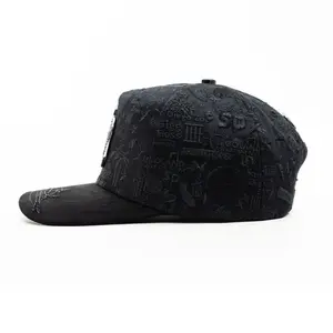 Hat S D Crystals Full Embroidery Black