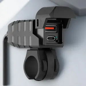 Waterproof Motorcycle USB Charger, PD Super Fast Charging USB-C Charger with Mini Switch & LED Indicator, Portable Detachable Car Charger
