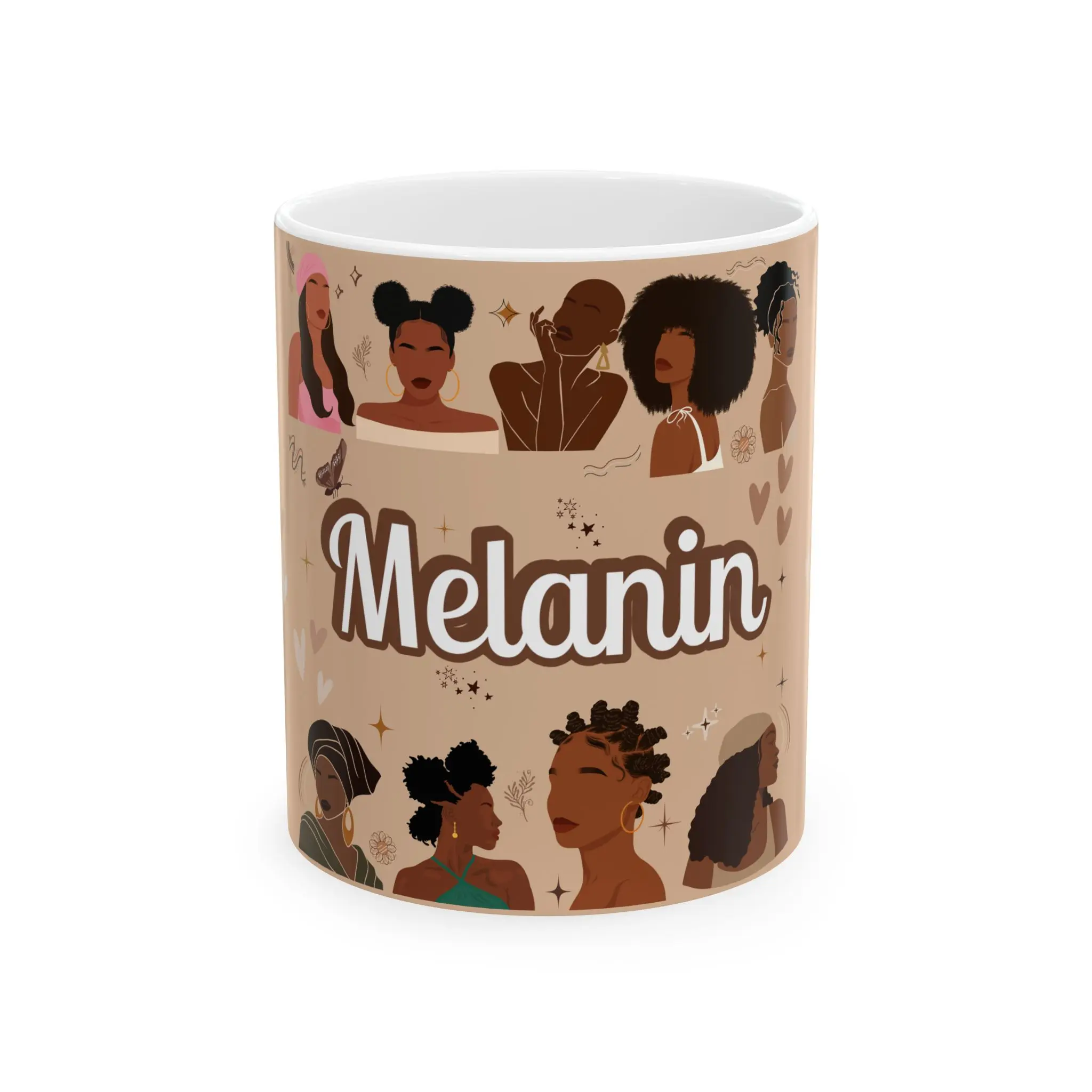 Melanin Mug, Black Woman Ceramic Coffee Cup, Afrocentric Tea Mug, Diversity Gift Idea, Empowerment Drinkware, Cultural Representation