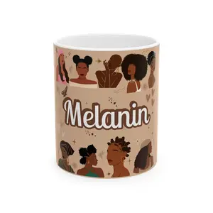 Melanin Mug, Black Woman Ceramic Coffee Cup, Afrocentric Tea Mug, Diversity Gift Idea, Empowerment Drinkware, Cultural Representation