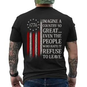 Patriotic USA T-Shirt “Imagine a Country So Great…” – Funny American Pride Tee, Short Sleeve Printed Graphic Shirt, Daily Casual Cotton Menswear