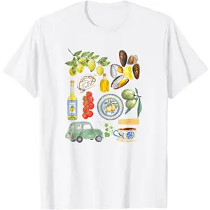 Italian Summer Sardines tinned Fish Tomato Girl Food Lover T-Shirt