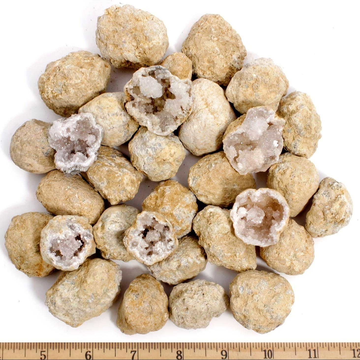 1pc/3/4/5/6pcs (1.2-2")Natural Quartz Geode for Teaching and Collection - Unopened, Authentic Crystal Formation for Science Education and Home Decor, Premium Break Your Own Geodes, Crack Open & Discover Amazing Surprise Crystals Inside! DIY