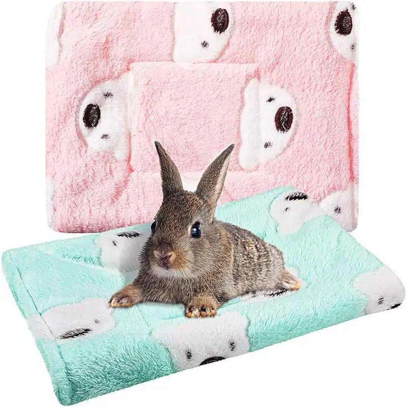 Warm Mats for Small Animals, Bunny, Hamster, Hedgehog, Chinchilla, Green/Pink, Bear Pattern