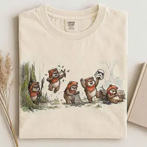 Vintage Cute Forest Creature Graphic Tee – Retro Fantasy Adventure Shirt, Cozy Cute Fan Art Style Tee