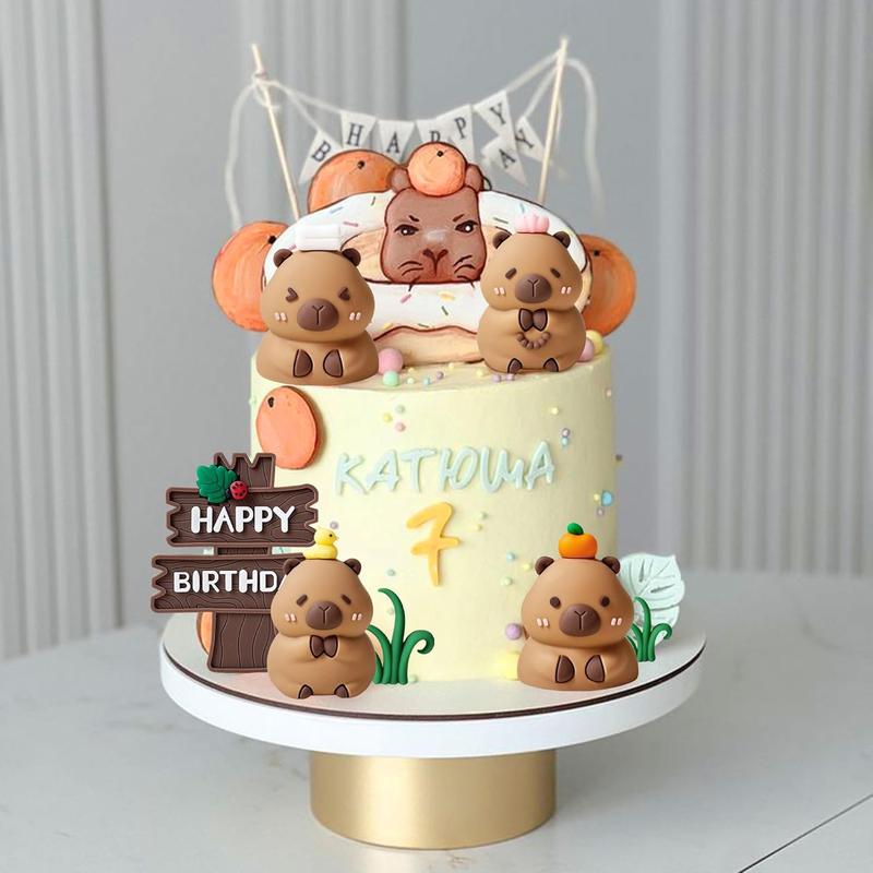 LaVenty Adorable Capybara Cake Toppers Mini Blowfish Party Supplies for Capybara Birthday Party Favors Baby Shower Centerpieces & Table Decorations Decorative Figures Gift Photo Ornaments Anniversary