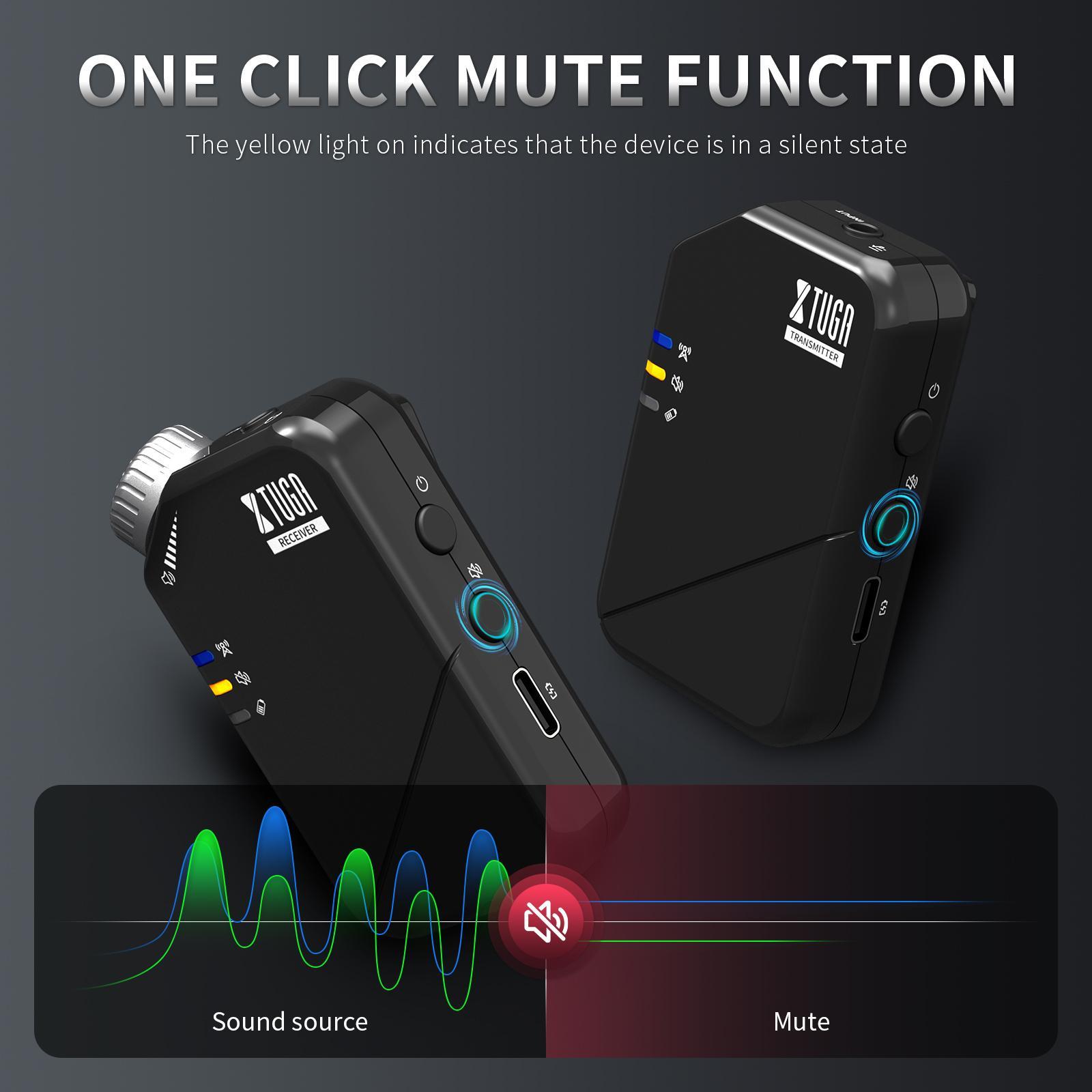 XTUGA 2.4G Stereo In-Ear Wireless Monitoring Earbuds System - 1 Transmitter, 1 Receiver, Low Latency, Active Noise Cancelling, Volume Control, Stable Connection, Suitable for Stages, Live Recording, Vocals, Guitars (J02S) Headphone for Audios