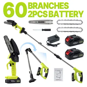 2-in-1 Cordless Pole Chainsaw, 5.25ft Telescopic Pole, 6" Motor, 2x1.5Ah Lithium Batteries, Quick-Change Chain, Heavy-Duty Metal Construction - For Tree Trimming, Gardening