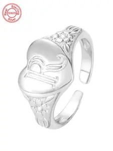 S925 Sterling Silver Fashion R Letter Design Cuff Ring, New Style Simple Jewelry for Women, Trendy All-match & Exquisite Jewelry for Birthday Gift, Alphabet Design Ring