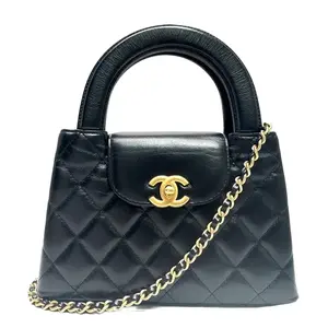 Pre-owned CHANEL Calfskin Kelly Mini Top Handle Bag Black