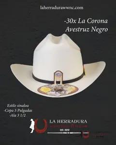 Larry Mahan's Straw 30X Black Hats Corona   Sinaloa Style  Copa alta