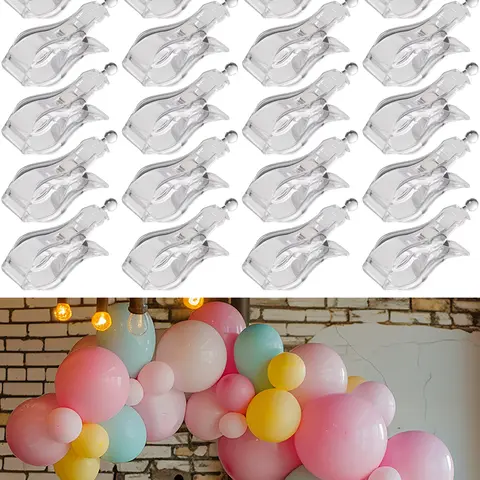 NiHome 20-Pack Basic Durable Metal Balloon Arch Clips Set - Heavy-Duty Plastic Spring Clamps with Strong Grip, Transparent Reusable Holders, Accessories for Party, Business, Balloon Arch Background