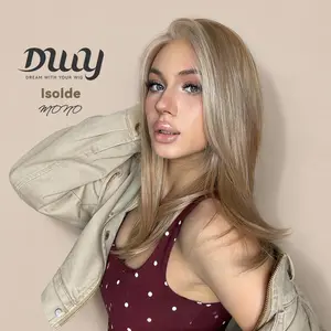 Isolde -DWY Mono Lace Front Free Part Mid-Length Straight Blonde with Highlights Glueless Synthetic Wig for Women 18 Inches