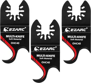 EZARC Oscillating Multi tool Hook Knife Blade, 3PCS Multitool Saw Blades for Cutting Soft Materials Roofing Shingles, PVC Carpet and Cardboard