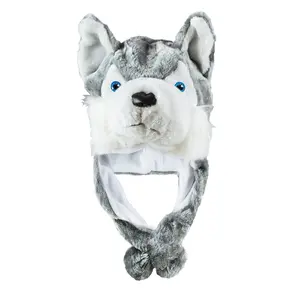 Animal Husky Hat Plush Fleece with Earmuffs Cute Warm Winter Gift for Cozy Days Shipping from USA
