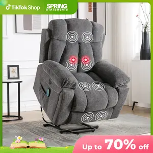 [SpringStatements] 【3 Package Delivery】EBELLO 40.5" Wide Extra Large Microfiber Electric Heated Massage Lift Recliner Living Room Chair with Cup Holder & USB