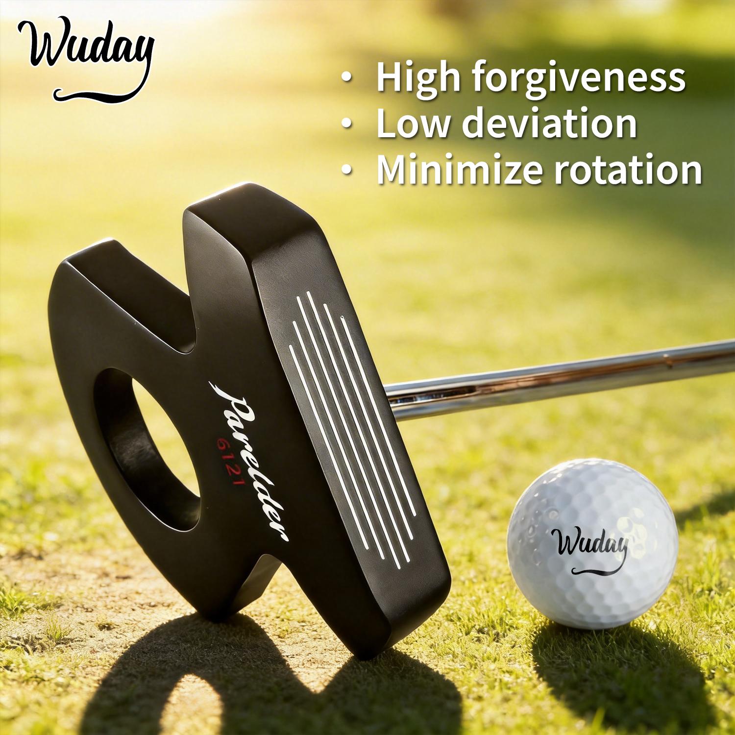 WUDAY Auto-Aligning Stability Golf Putter - Stop Missing Short Putts, Mallet Head with Zinc Alloy & Stainless Steel Shaft, Non-Slip Natural Rubber Grip for Precision Control