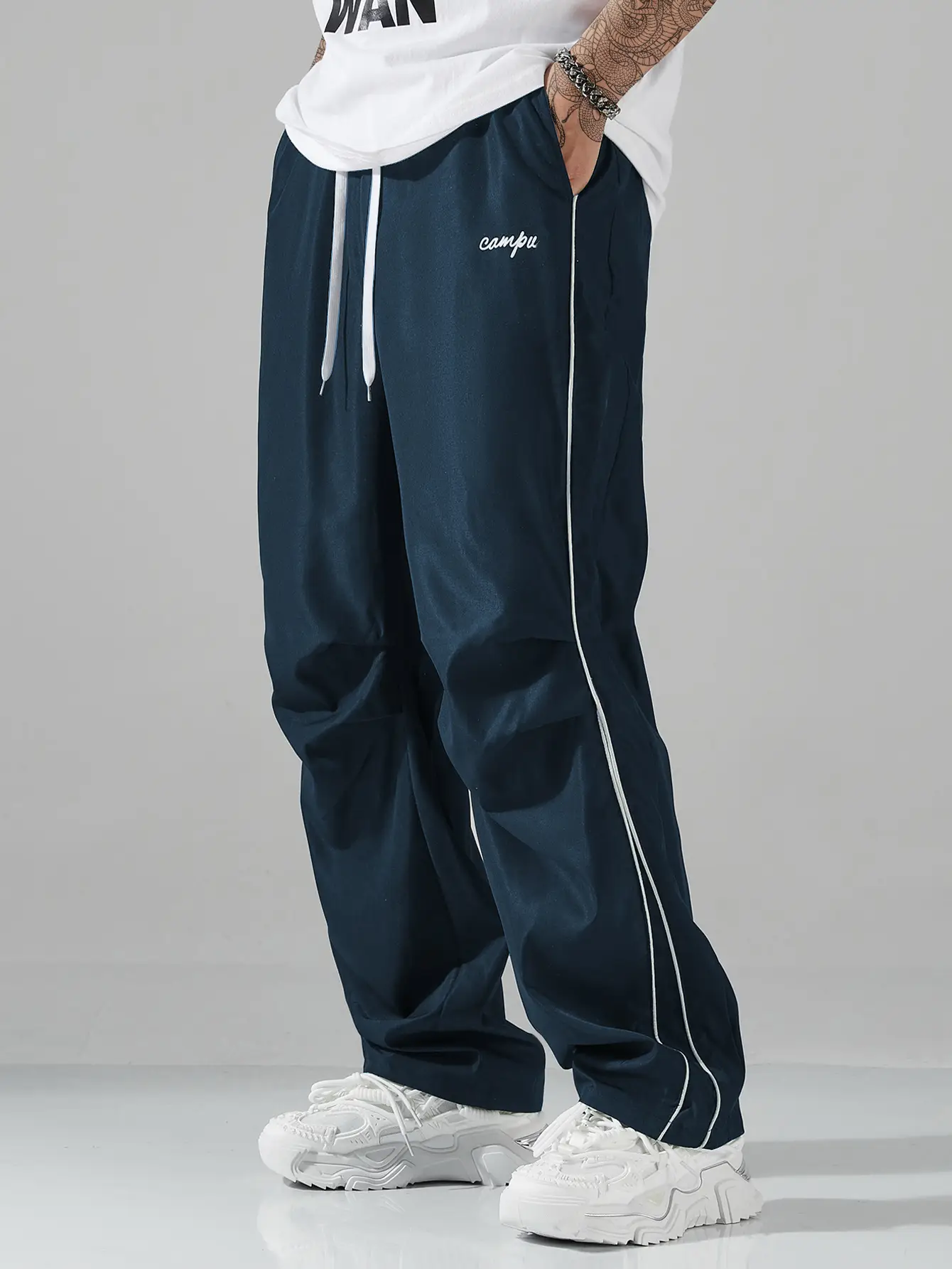 Drawstring Waist Y2k Baggy Sweatpants Fall Wide Leg Track Pants Casual Pants Streetwear