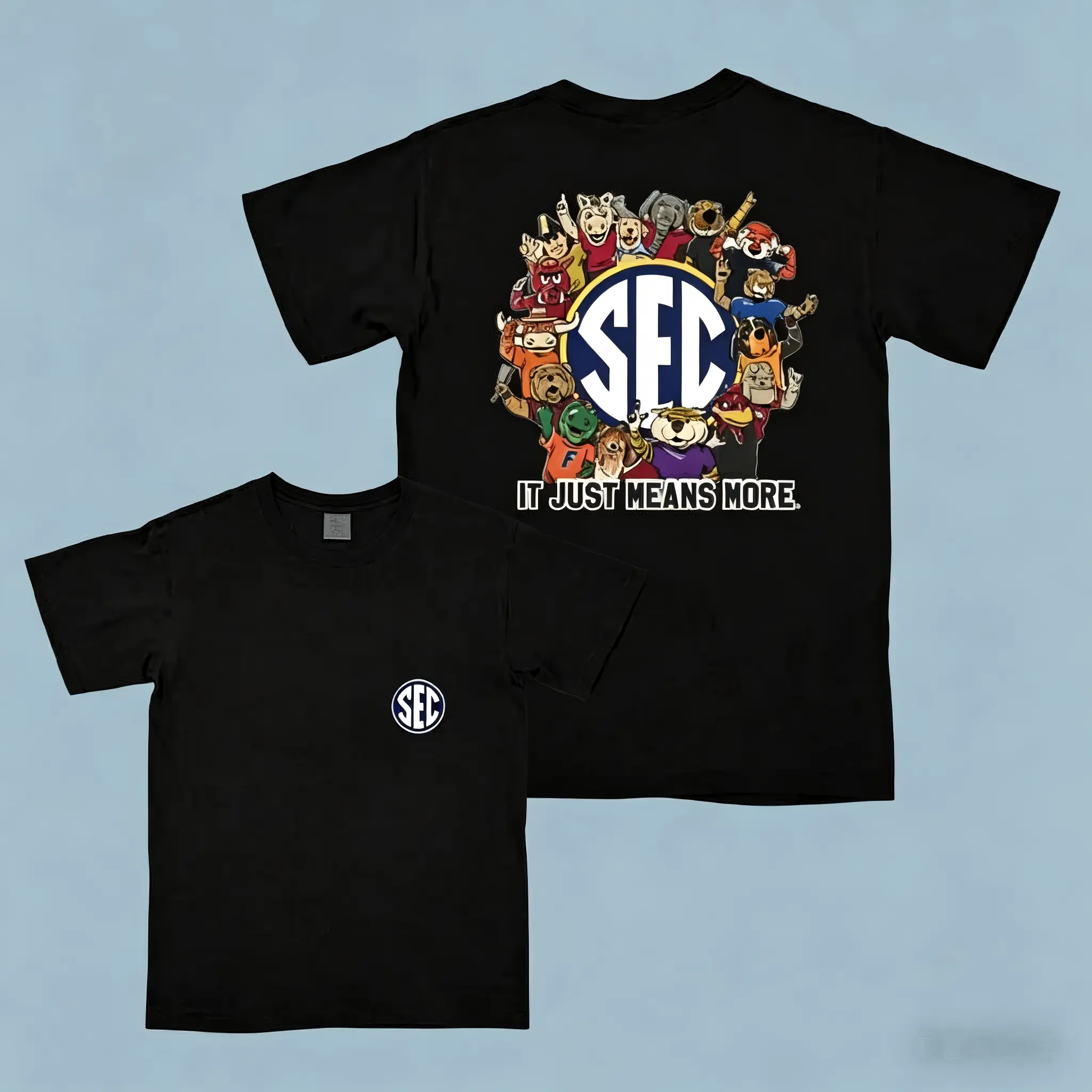 Unisex SEC Family Retro College Football Mascot Short-Sleeve Round-Neck T-Shirt - Matching Fashion Menswear for Southern Sports Game Day Spirit Apparel