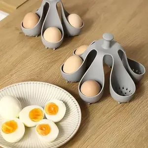 1Pc 4/6 Egg Holder for Home Kitchen Ideal for Steaming Eggs for Family Breakfast High-Temperature Resistant Silicone Egg Cooker