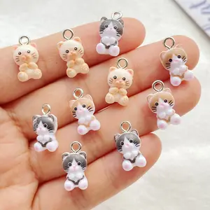 20pcs Vitality Resin Cute Mini Cartoon Cat Pendant - Fashion Pendant, DIY Pendants, Suitable for Earrings, Bracelets, Keychains Making - Festival Theme DIY Jewelry Supplies