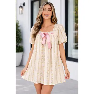 Rosalina Trim Square Mini Dress