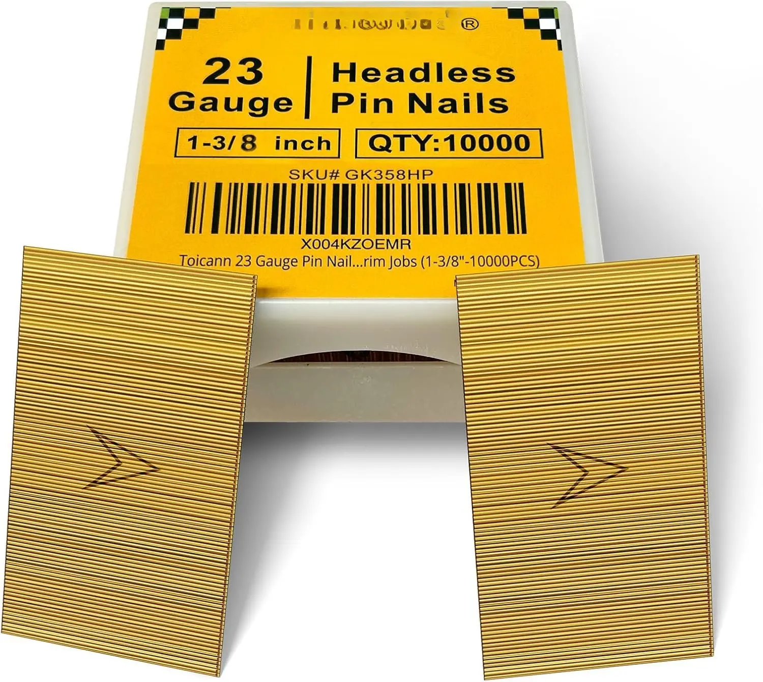 23 Gauge Pin Nails Headless Pinner Nails for 23 GA Pneumatic & Electric Pinners or Pin Nailer or Pin  ,  for Fine Woodworking & Trim Jobs (/8"-10000PCS)