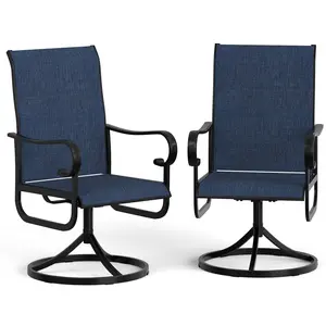 360° Swivel Rocking Patio Dining Chairs Set of 2 – High Back Ergonomic Padded All-Weather Breathable Textilene Durable Metal Frame Outdoor Garden Lawn Porch Pool Furniture