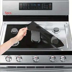 5-Pack Gas Stove Protector Covers, Non-Stick Oil Resistant Kitchen Cleaning Tools, Home Kitchen Utensil Accessories, Easy Clean Stovetop Pads