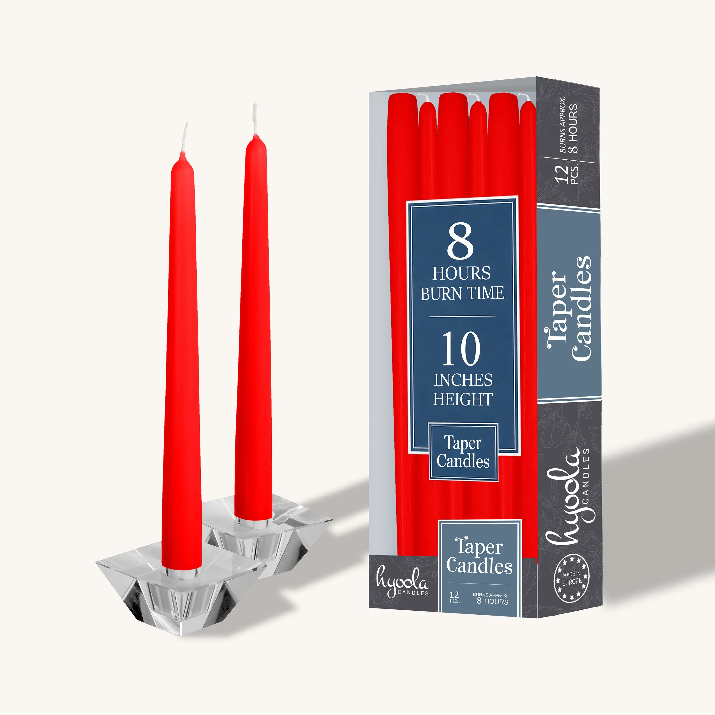 Red Taper Candles - 10 Inch - 12 Pack