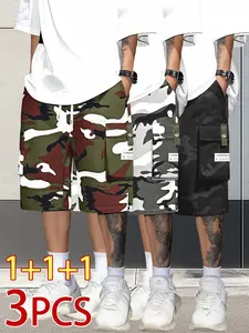 Men’s 3-Pack Camouflage Cargo Shorts – Multi-Pocket Design, Drawstring Waistband, Casual Streetwear Shorts, Perfect for Everyday Wear & Urban Styling SpringStatements