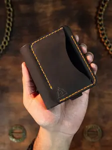 Hand Stitched Leather Wallet Hand Waxed Burnished Edges Bifold Style Elastic Closure Valentines Gift Birthday Gift Anniversary Gift