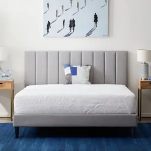 Upholstered Bed with Vertical Channel Headboard, full, Stone