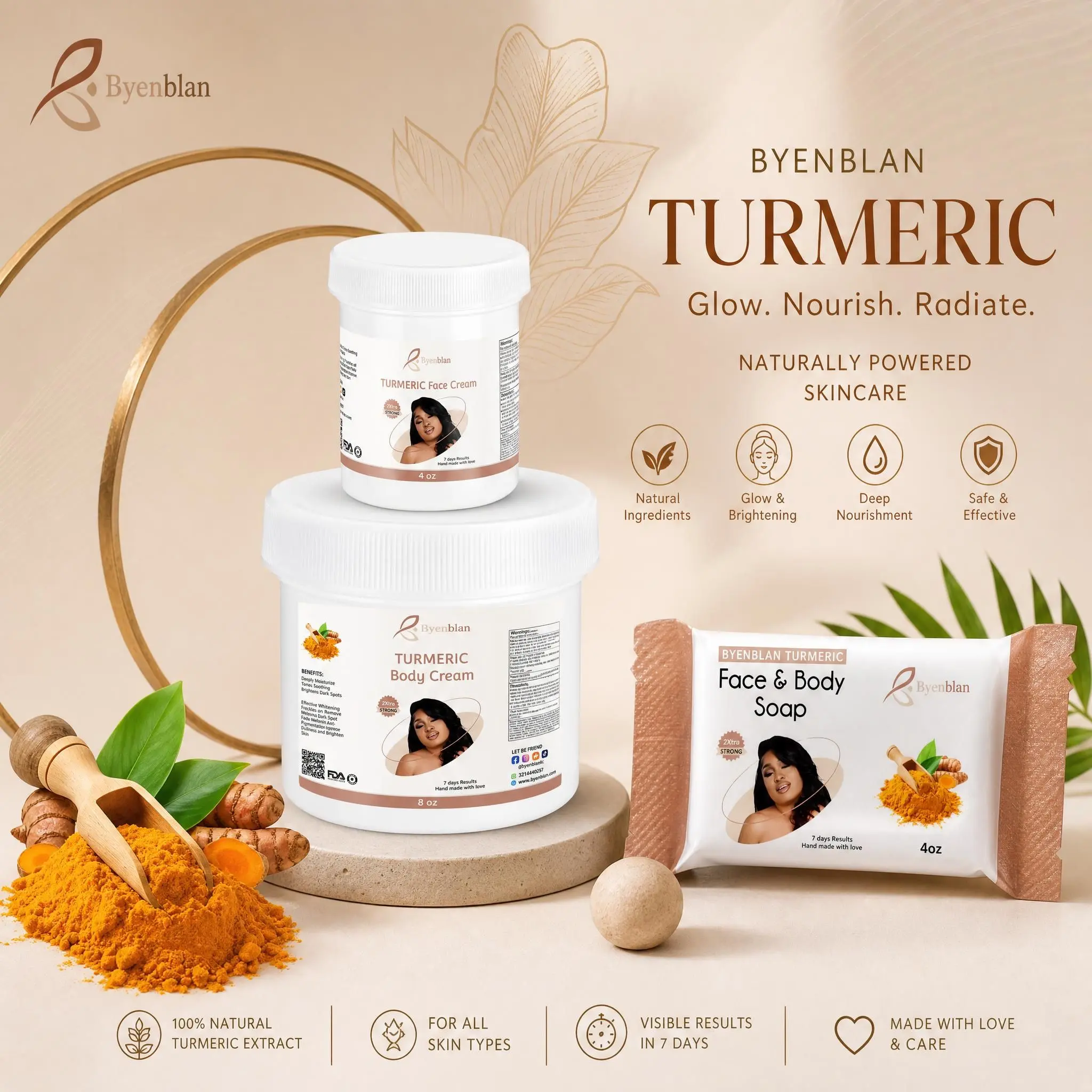 Turmeric Face & Body Set – Moisturizing Cream & Cleansing Soap (3-Piece Set)