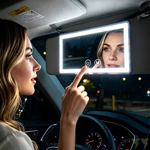 Car Makeup Mirror, Portable Makeup Mirror, Visor Makeup Mirror, Smart LED Battery-Powered Car Mirror with 3 Color Lighting And Adjustable 3-Level Brightness