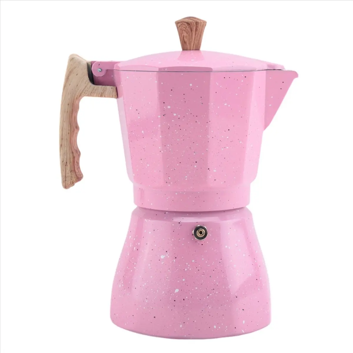 300ml Pink Aluminum Italian Moka Espresso Maker - Useful Coffee Maker with Handle, 17.5x13.5x18.5cm, Stovetop/Flame/Alcohol Lamp Use, Heat Resistant, High Pressure Extraction, Easy Clean Cafeteira Percolator for Outdoor Latte Brewing & Taste Enjoyment